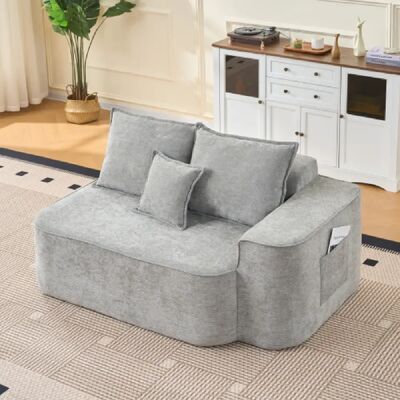 Merax Canapé Confortable 2 Places-canapé Moelleux Avec Coussins Et Poches Latérales-Gris - Publicité Merax Canapé Confortable 2 Places-canapé Moelleux Avec Coussins Et Poches Latérales-Gris - Publicité