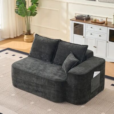 Merax Canapé Confortable 2 Places-canapé Moelleux Avec Coussins Et Poches Latérales-noir - Publicité Merax Canapé Confortable 2 Places-canapé Moelleux Avec Coussins Et Poches Latérales-noir - Publicité