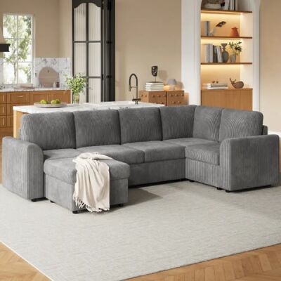 Merax Canapé D'angle-en Chenille-1 Tabouret-montage Facile-mousse Haute Densité-gris - Publicité Merax Canapé D'angle-en Chenille-1 Tabouret-montage Facile-mousse Haute Densité-gris - Publicité