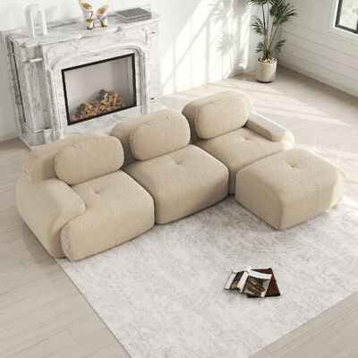 Merax Canapé Modulable 3 Places-canapé Compressé-canapé D'angle Relax-avec 1 Repose-pieds-beige - Publicité Merax Canapé Modulable 3 Places-canapé Compressé-canapé D'angle Relax-avec 1 Repose-pieds-beige - Publicité