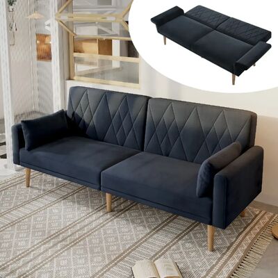 Merax Canapé Convertible - Canapé Lit 2 Places- Velours - Élégant - 180x75x82cm - Noir - Publicité Merax Canapé Convertible - Canapé Lit 2 Places- Velours - Élégant - 180x75x82cm - Noir - Publicité