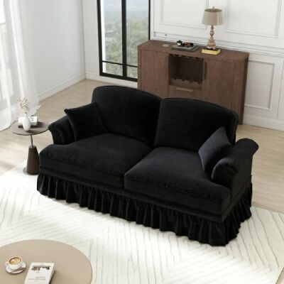 Merax Canapé 2 Places-canapé Modulaire-cantonnière Amovible-en Chenille-noir - Publicité Merax Canapé 2 Places-canapé Modulaire-cantonnière Amovible-en Chenille-noir - Publicité