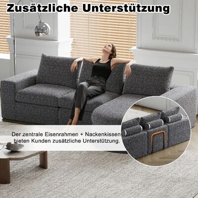 Merax Canapé D'angle Avec Éléments Courbes-canapé Modulable -sofa-canapé Relax-chenille-gris - Publicité Merax Canapé D'angle Avec Éléments Courbes-canapé Modulable -sofa-canapé Relax-chenille-gris - Publicité