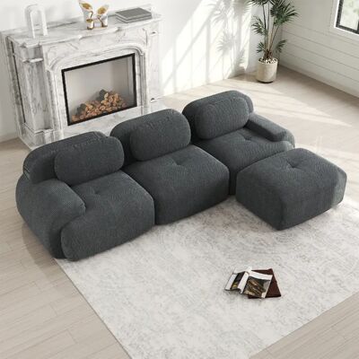 Merax Canapé Modulable 3 Places-canapé Compressé-canapé D'angle Relax-avec 1 Repose-pieds-gris - Publicité Merax Canapé Modulable 3 Places-canapé Compressé-canapé D'angle Relax-avec 1 Repose-pieds-gris - Publicité