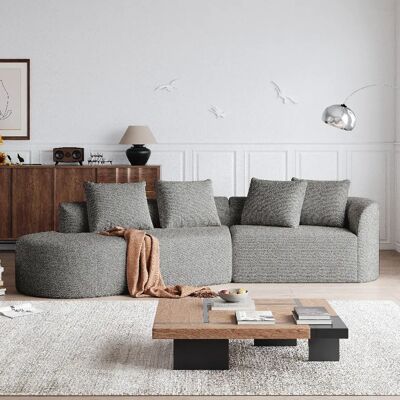 Merax Canapé Surdimensionné-4 Places-canapé Nuage Incurvé -4 Coussins Décoratifs-gris Clair - Publicité Merax Canapé Surdimensionné-4 Places-canapé Nuage Incurvé -4 Coussins Décoratifs-gris Clair - Publicité