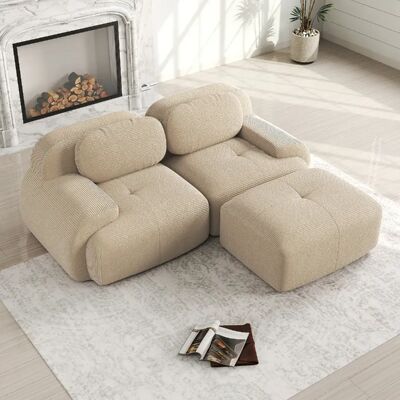 Merax Canapé Modulable 2 Places-canapé Compressé-canapé D'angle Relax-avec 1 Repose-pieds-beige - Publicité Merax Canapé Modulable 2 Places-canapé Compressé-canapé D'angle Relax-avec 1 Repose-pieds-beige - Publicité