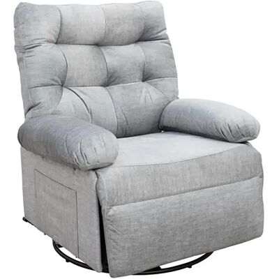 Pegane Fauteuil inclinable pivotant en tissu gris avec dossier capitonné - Longueur 90 x Hauteur 107 x Profondeur 84 cm - Publicité Pegane Fauteuil inclinable pivotant en tissu gris avec dossier capitonné - Longueur 90 x Hauteur 107 x Profondeur 84 cm - Publicité