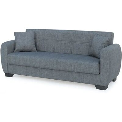 Pegane Canapé-lit 3 places clic-clac sofa convertible en tissu gris - Longueur 215 x Hauteur 85 x Profondeur 84 cm - Publicité Pegane Canapé-lit 3 places clic-clac sofa convertible en tissu gris - Longueur 215 x Hauteur 85 x Profondeur 84 cm - Publicité