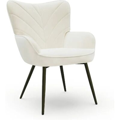 Smartue Fauteuil en Velours Luxueux Blanc - Publicité Smartue Fauteuil en Velours Luxueux Blanc - Publicité