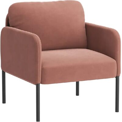 Smartue Fauteuil haut dossier velours rose, pieds métal, coussin extra large - Publicité Smartue Fauteuil haut dossier velours rose, pieds métal, coussin extra large - Publicité