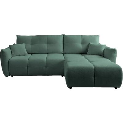 Casanova Canapé d'angle convertible tissu bouclette 3 places Vert - Publicité Casanova Canapé d'angle convertible tissu bouclette 3 places Vert - Publicité