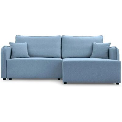 Casanova Canapé d'angle convertible tissu lisse 3 places Bleu Gauche - Publicité Casanova Canapé d'angle convertible tissu lisse 3 places Bleu Gauche - Publicité