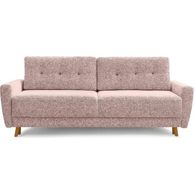 Casanova Canapé droit convertible tissu bouclette 3 places Rose - Publicité Casanova Canapé droit convertible tissu bouclette 3 places Rose - Publicité