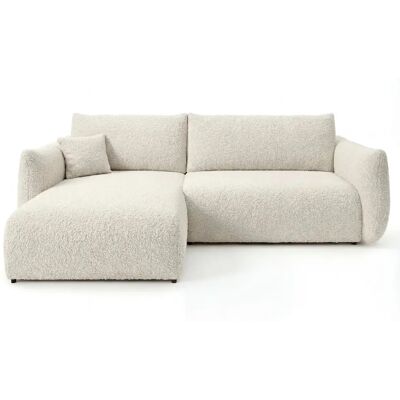 Casanova Canapé d'angle convertible tissu bouclette 4 places Beige - Publicité Casanova Canapé d'angle convertible tissu bouclette 4 places Beige - Publicité