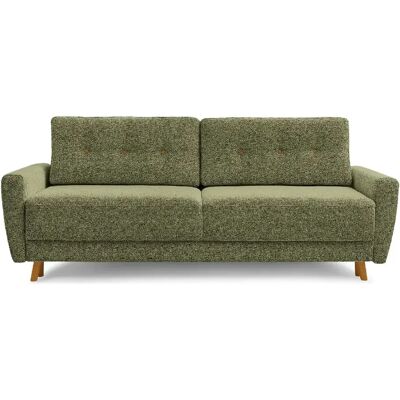 Casanova Canapé droit convertible tissu bouclette 3 places Vert - Publicité Casanova Canapé droit convertible tissu bouclette 3 places Vert - Publicité