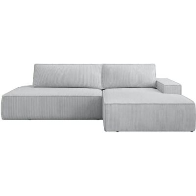 Casanova Canapé d'angle convertible velours côtelé 4 places Gris clair Gauche - Publicité Casanova Canapé d'angle convertible velours côtelé 4 places Gris clair Gauche - Publicité
