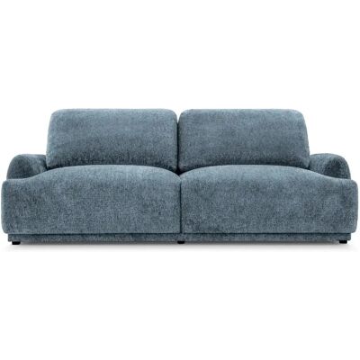Casanova Canapé droit convertible tissu chenille 3 places Bleu - Publicité Casanova Canapé droit convertible tissu chenille 3 places Bleu - Publicité