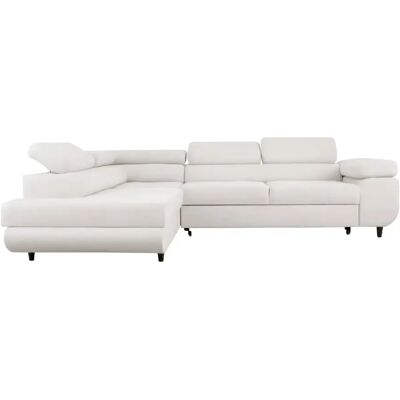 Casanova Canapé d'angle convertible tissu lisse 4 places Beige Gauche - Publicité Casanova Canapé d'angle convertible tissu lisse 4 places Beige Gauche - Publicité