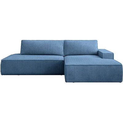 Casanova Canapé d'angle convertible velours côtelé 4 places Bleu Droit - Publicité Casanova Canapé d'angle convertible velours côtelé 4 places Bleu Droit - Publicité
