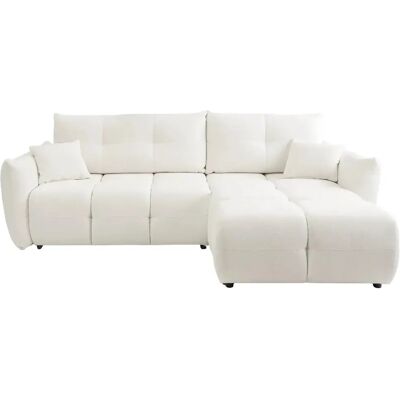 Casanova Canapé d'angle convertible tissu bouclette 3 places Beige - Publicité Casanova Canapé d'angle convertible tissu bouclette 3 places Beige - Publicité