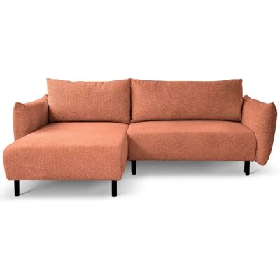 Casanova Canapé d'angle convertible tissu bouclette 4 places Terracotta - Publicité Casanova Canapé d'angle convertible tissu bouclette 4 places Terracotta - Publicité
