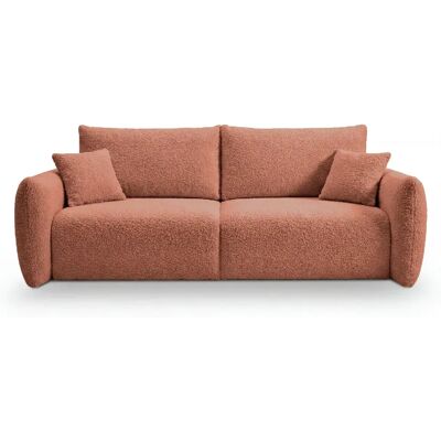 Casanova Canapé convertible tissu bouclette 3 places Terracotta - Publicité Casanova Canapé convertible tissu bouclette 3 places Terracotta - Publicité