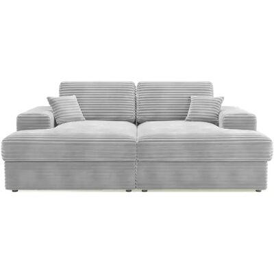 Casanova Canapé droit XL gros velours côtelé 3 places Gris clair - Publicité Casanova Canapé droit XL gros velours côtelé 3 places Gris clair - Publicité