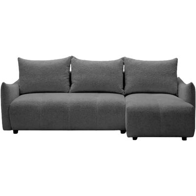 Casanova Canapé d'angle convertible tissu chenille 4 places Gris 128cm - Publicité Casanova Canapé d'angle convertible tissu chenille 4 places Gris 128cm - Publicité