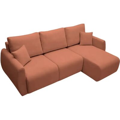 Casanova Canapé d'angle convertible tissu doux 3 places Terracotta - Publicité Casanova Canapé d'angle convertible tissu doux 3 places Terracotta - Publicité