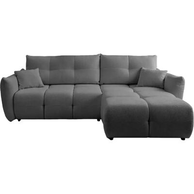 Casanova Canapé d'angle convertible tissu bouclette 3 places Gris foncé - Publicité Casanova Canapé d'angle convertible tissu bouclette 3 places Gris foncé - Publicité