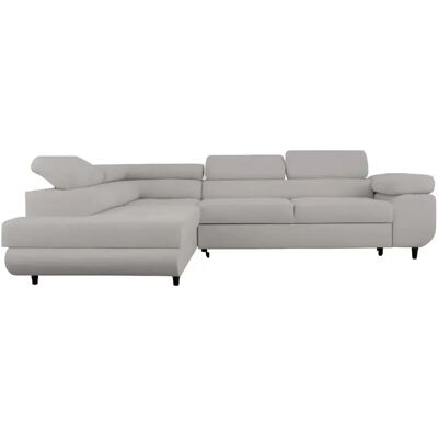 Casanova Canapé d'angle convertible tissu lisse 4 places Gris clair Gauche - Publicité Casanova Canapé d'angle convertible tissu lisse 4 places Gris clair Gauche - Publicité