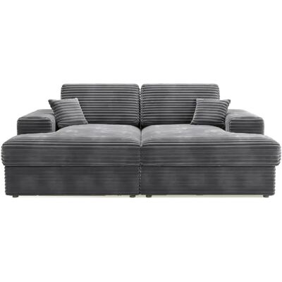Casanova Canapé droit XL gros velours côtelé 3 places Gris anthracite - Publicité Casanova Canapé droit XL gros velours côtelé 3 places Gris anthracite - Publicité