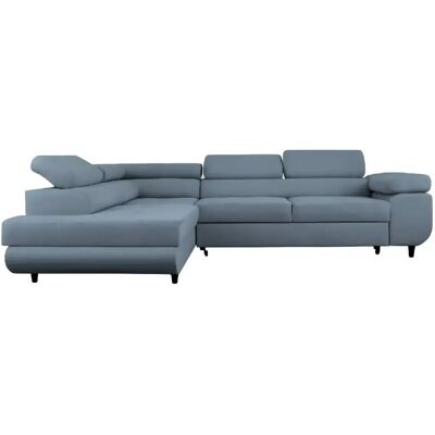 Casanova Canapé d'angle convertible tissu lisse 4 places Bleu Gauche - Publicité Casanova Canapé d'angle convertible tissu lisse 4 places Bleu Gauche - Publicité