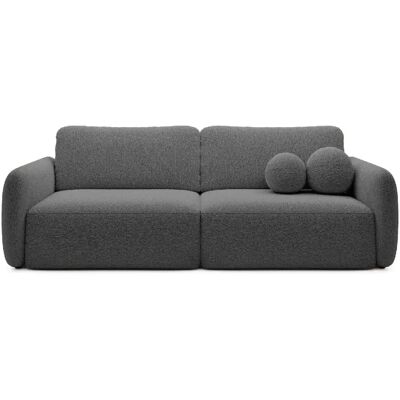 Casanova Canapé droit convertible tissu bouclette 3 places Gris foncé - Publicité Casanova Canapé droit convertible tissu bouclette 3 places Gris foncé - Publicité