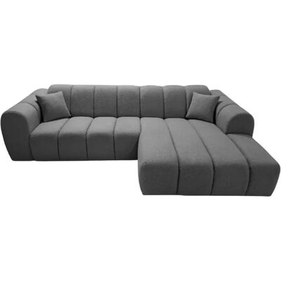 Casanova Canapé d'angle tissu bouclette 4 places Gris foncé Gauche - Publicité Casanova Canapé d'angle tissu bouclette 4 places Gris foncé Gauche - Publicité