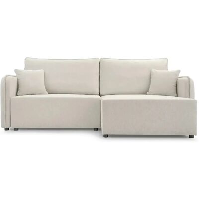 Casanova Canapé d'angle convertible tissu lisse 3 places Beige Gauche - Publicité Casanova Canapé d'angle convertible tissu lisse 3 places Beige Gauche - Publicité