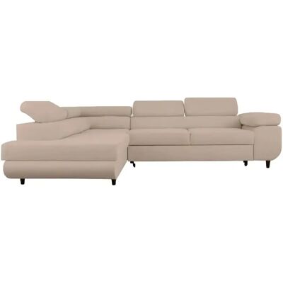 Casanova Canapé d'angle convertible tissu lisse 4 places Café Gauche - Publicité Casanova Canapé d'angle convertible tissu lisse 4 places Café Gauche - Publicité