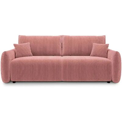 Casanova Canapé droit convertible velours côtelé 3 places Rose - Publicité Casanova Canapé droit convertible velours côtelé 3 places Rose - Publicité