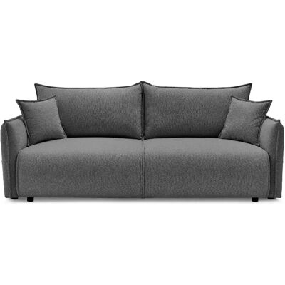 Casanova Canapé droit convertible tissu chiné 3 places Gris foncé - Publicité Casanova Canapé droit convertible tissu chiné 3 places Gris foncé - Publicité
