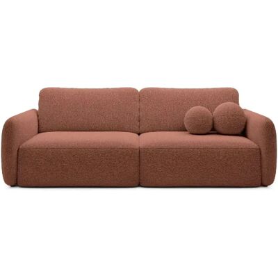 Casanova Canapé droit convertible tissu bouclette 3 places Terracotta - Publicité Casanova Canapé droit convertible tissu bouclette 3 places Terracotta - Publicité
