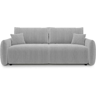Casanova Canapé droit convertible velours côtelé 3 places Gris clair - Publicité Casanova Canapé droit convertible velours côtelé 3 places Gris clair - Publicité