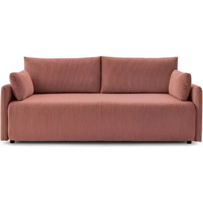 Casanova Canapé droit convertible velours côtelé 2 places Rose - Publicité Casanova Canapé droit convertible velours côtelé 2 places Rose - Publicité