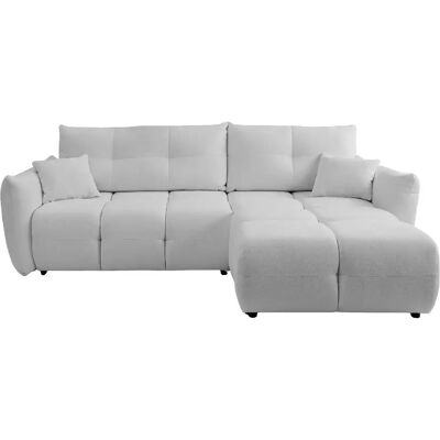 Casanova Canapé d'angle convertible tissu bouclette 3 places Gris clair - Publicité Casanova Canapé d'angle convertible tissu bouclette 3 places Gris clair - Publicité