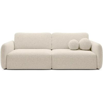 Casanova Canapé droit convertible tissu bouclette 3 places Beige - Publicité Casanova Canapé droit convertible tissu bouclette 3 places Beige - Publicité