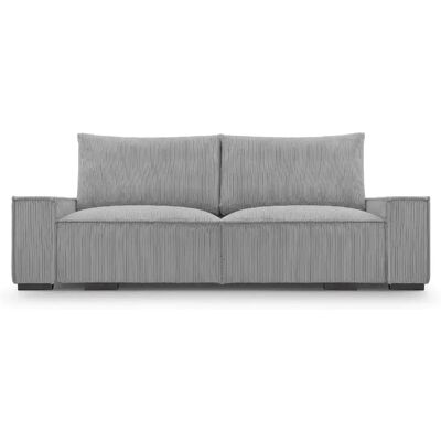 Casanova Canapé droit convertible velours côtelé 2 places Gris clair - Publicité Casanova Canapé droit convertible velours côtelé 2 places Gris clair - Publicité