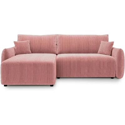 Casanova Canapé d'angle convertible velours côtelé 4 places Rose - Publicité Casanova Canapé d'angle convertible velours côtelé 4 places Rose - Publicité