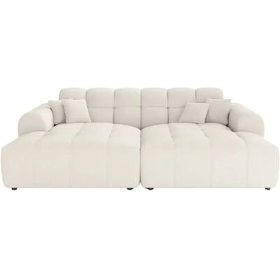 Casanova Canapé droit tissu bouclette 4 places Beige - Publicité Casanova Canapé droit tissu bouclette 4 places Beige - Publicité