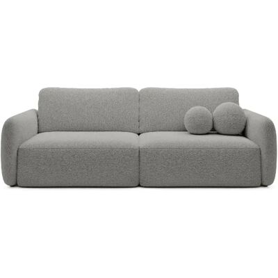Casanova Canapé droit convertible tissu bouclette 3 places Gris clair - Publicité Casanova Canapé droit convertible tissu bouclette 3 places Gris clair - Publicité