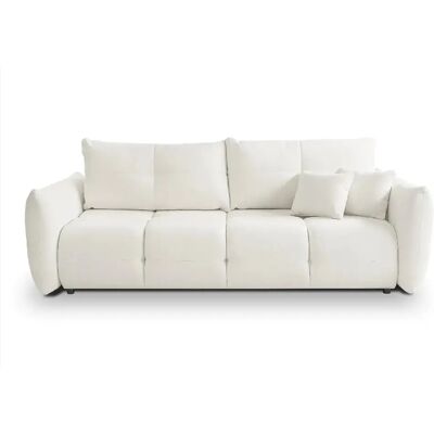 Casanova Canapé droit convertible tissu bouclette 2 places Beige - Publicité Casanova Canapé droit convertible tissu bouclette 2 places Beige - Publicité