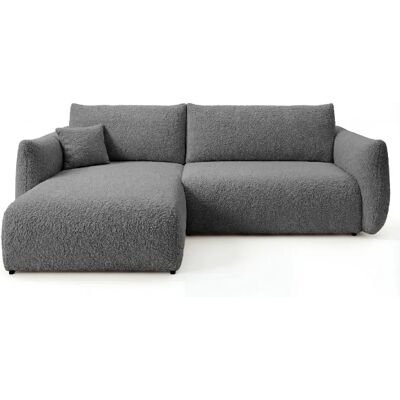 Casanova Canapé d'angle convertible tissu bouclette 4 places Gris - Publicité Casanova Canapé d'angle convertible tissu bouclette 4 places Gris - Publicité